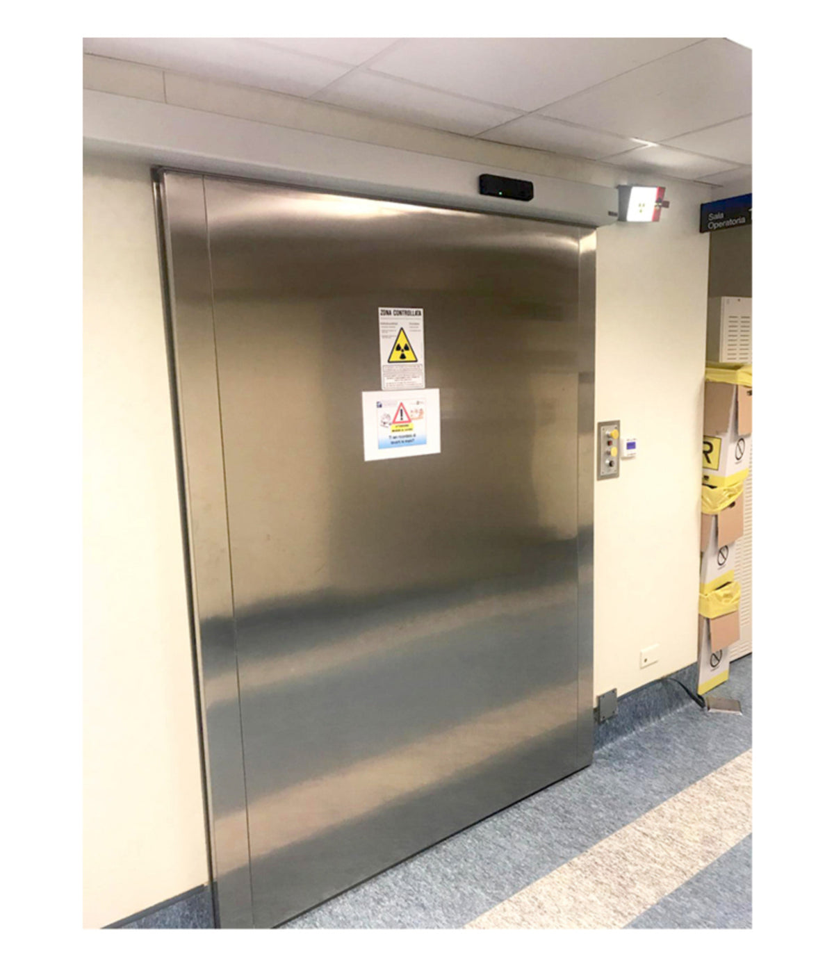 PUERTA AUTOMÁTICA HERMÉTICA PLOMADA CORREDERA ACERO INOX 1 HOJA